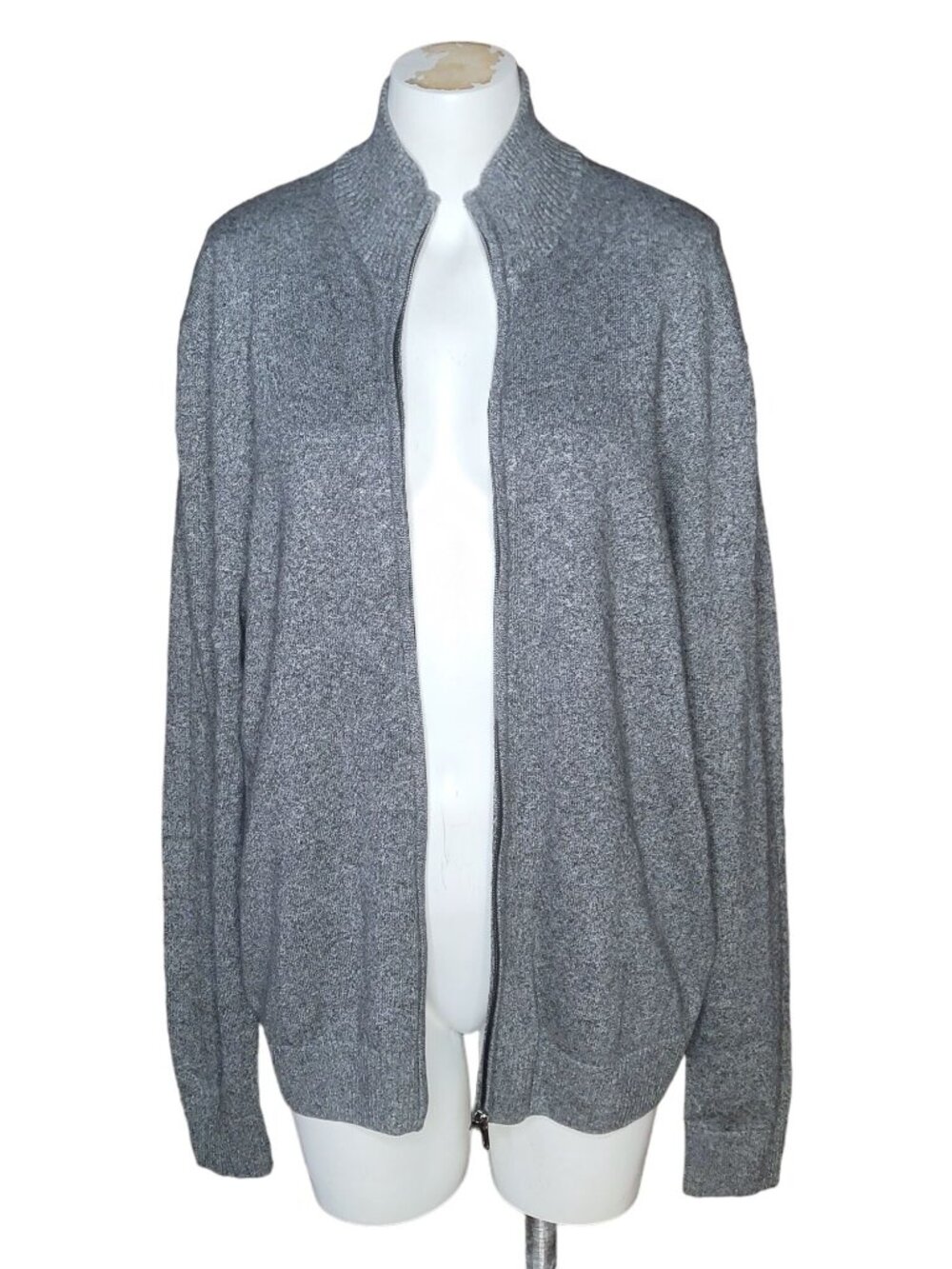 Vintage CANDA C&A Mens Cotton Cardigan Sweater Large Gray Full Zip Preppy - Picture 7 of 7